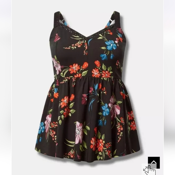 Torrid Peplum Challis Lace Trim Tank - Picture 4 of 4